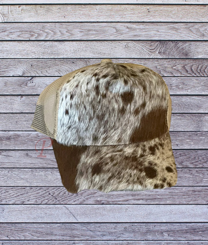 Brown cowhide ball cap