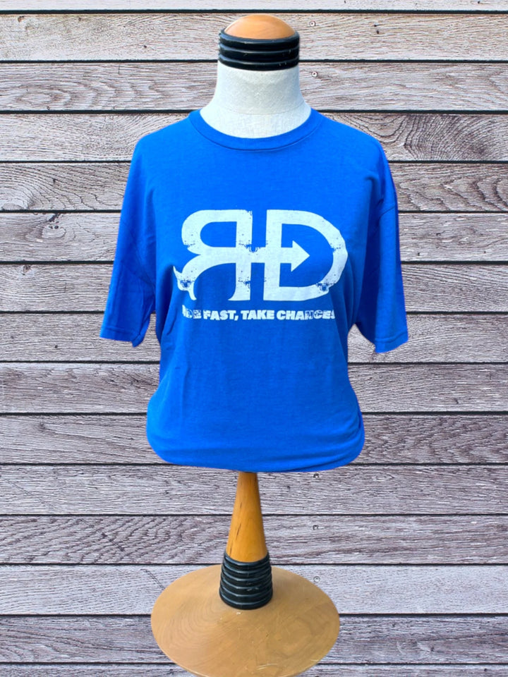 Front side picture of Rocket Donkey Blue T-shirt