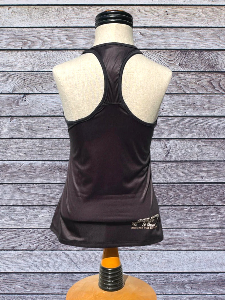 Back side picture of Rocket Donkey Black with Aztec Compression Tank Top