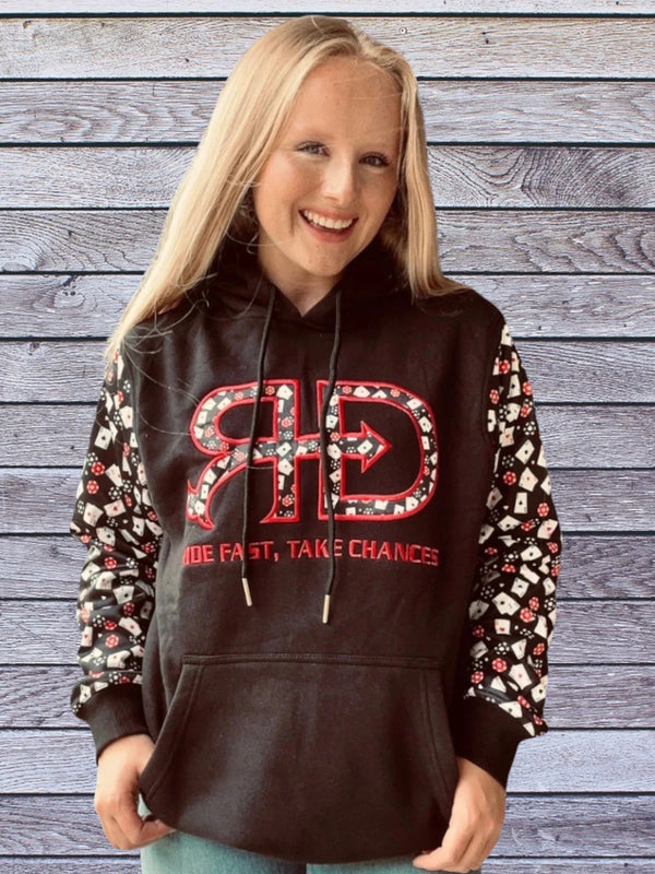 Front side picture of Rocket Donkey Black with Poker Hoodie