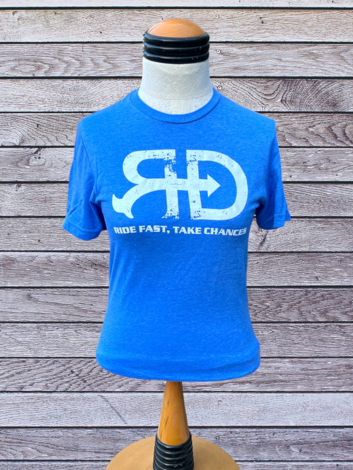 Front side picture of Rocket Donkey Heather Blue T-shirt