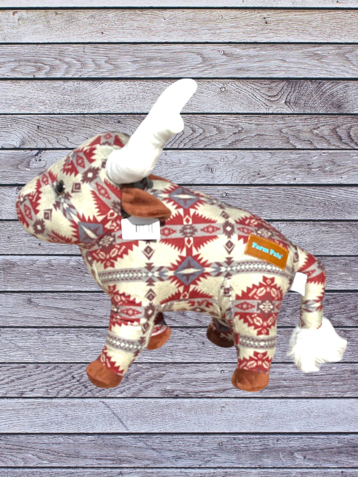 side view longhorn cow medium farm pal plushie Maroon & Tan