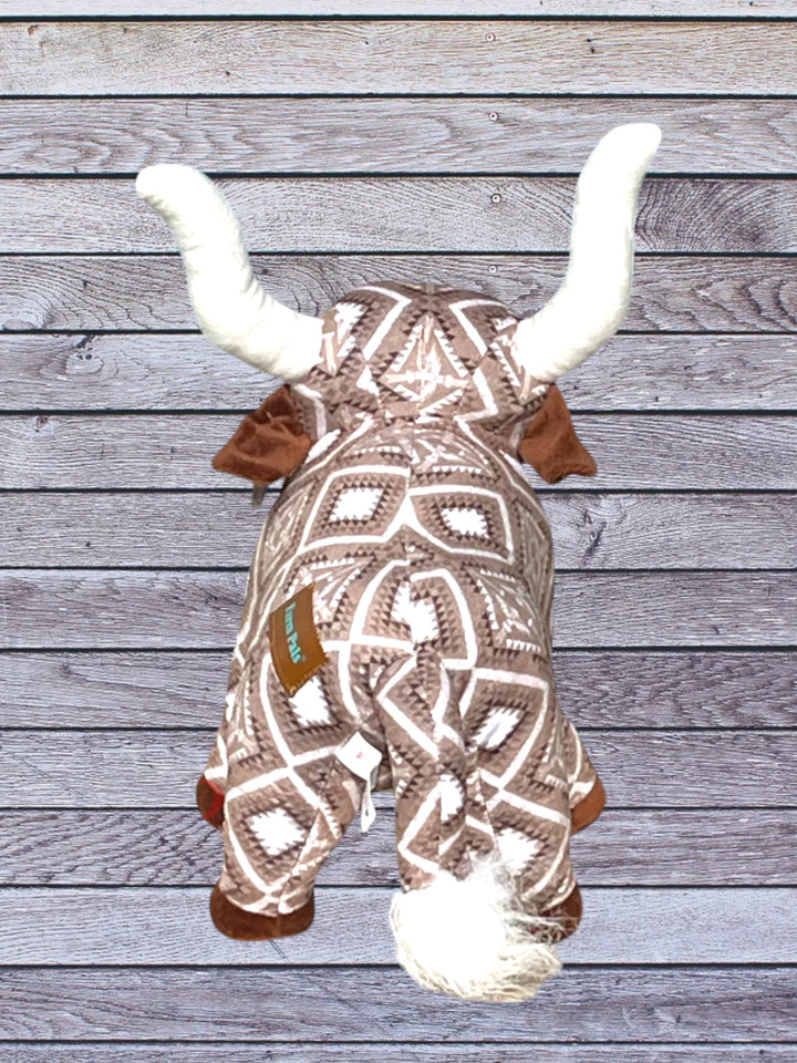 rear view longhorn cow medium farm pal plushie Tan & White