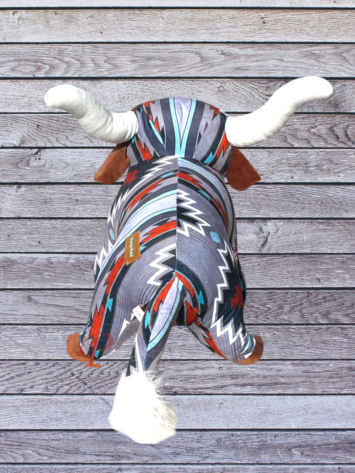 rear view longhorn cow large farm pal plushie Maroon & gray