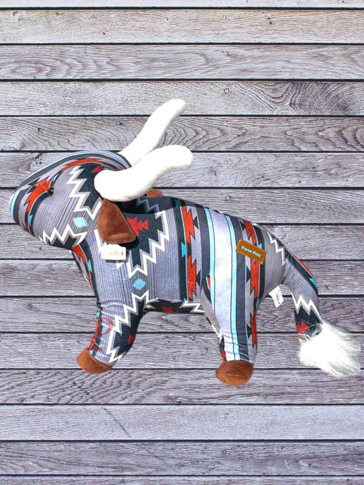 side view longhorn cow large farm pal plushie Maroon & gray