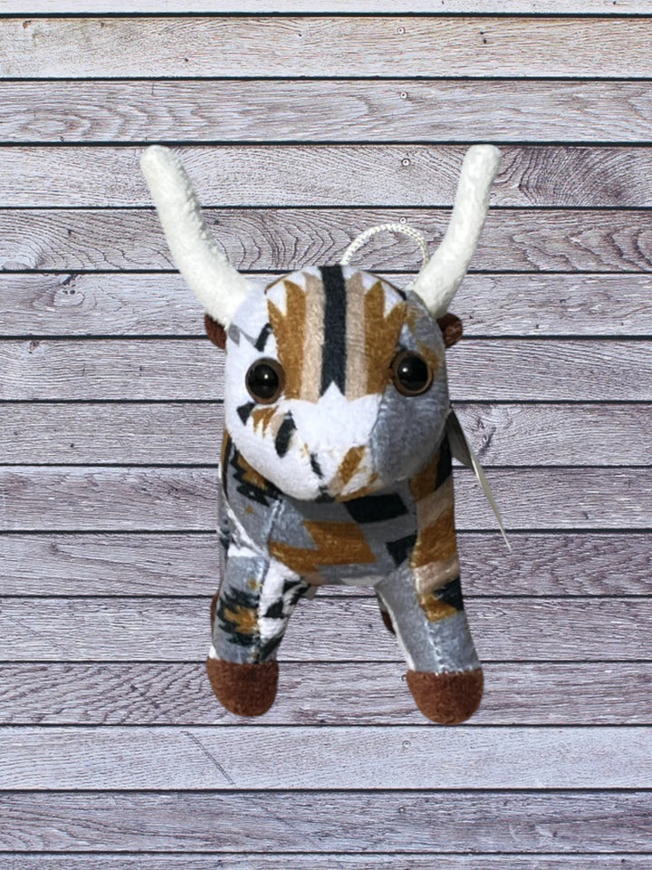 front view longhorn cow mini farm pal plushie Gold & gray 