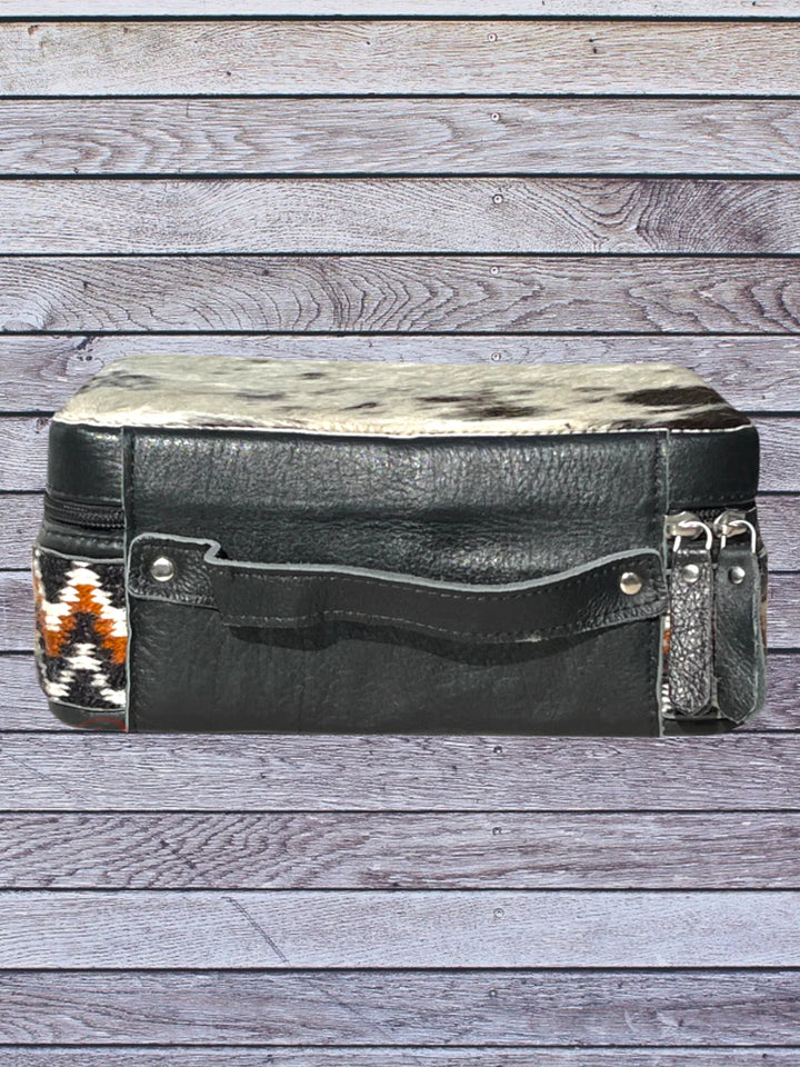 back view square cowhide & saddle blanket jewelry box