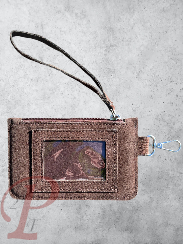 Brown Suede Wristlet