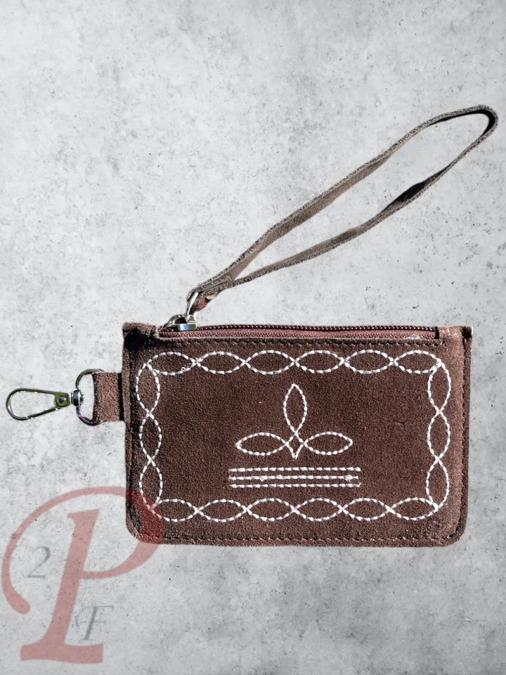 Brown Suede Wristlet