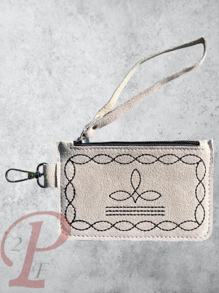 Cream Suede wristlet