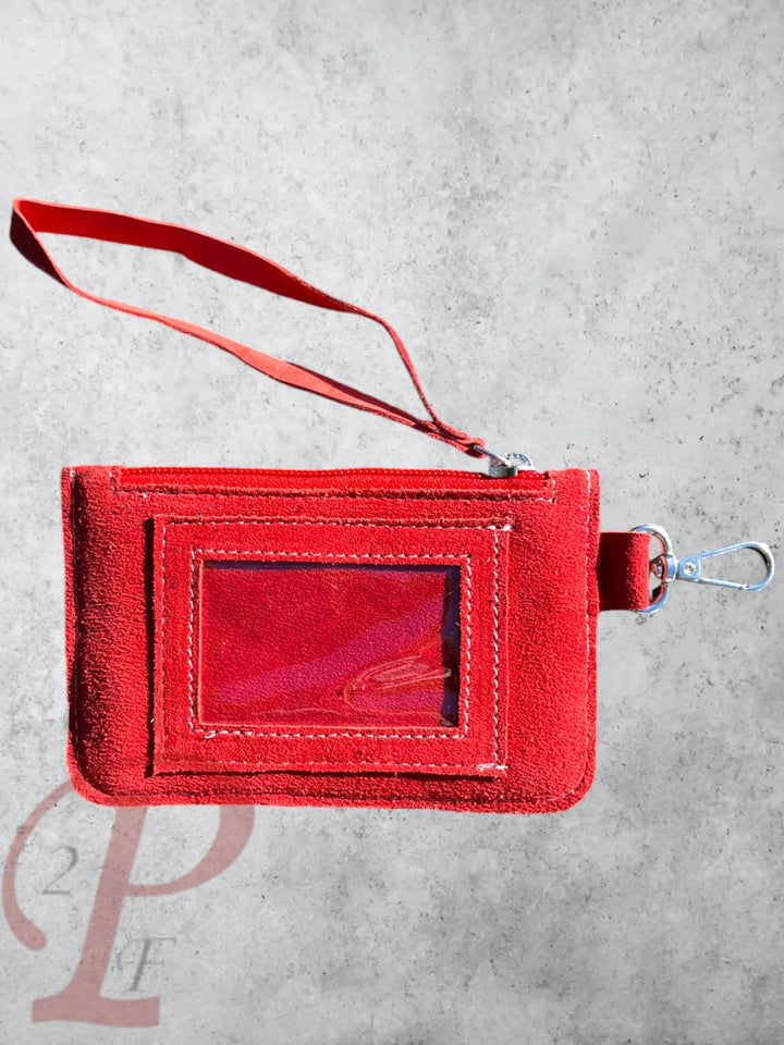 Red Suede Wristlet Back