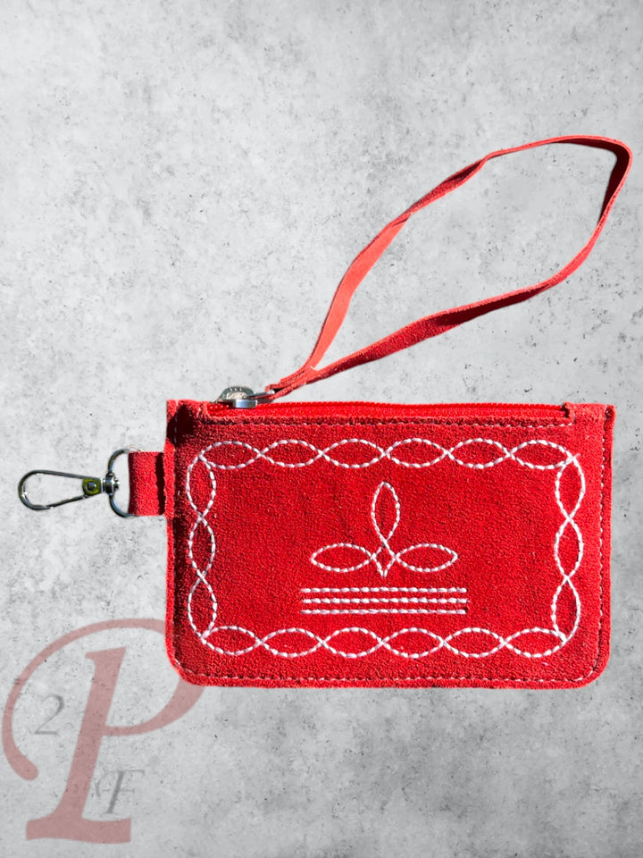 Red Suede Wristlet