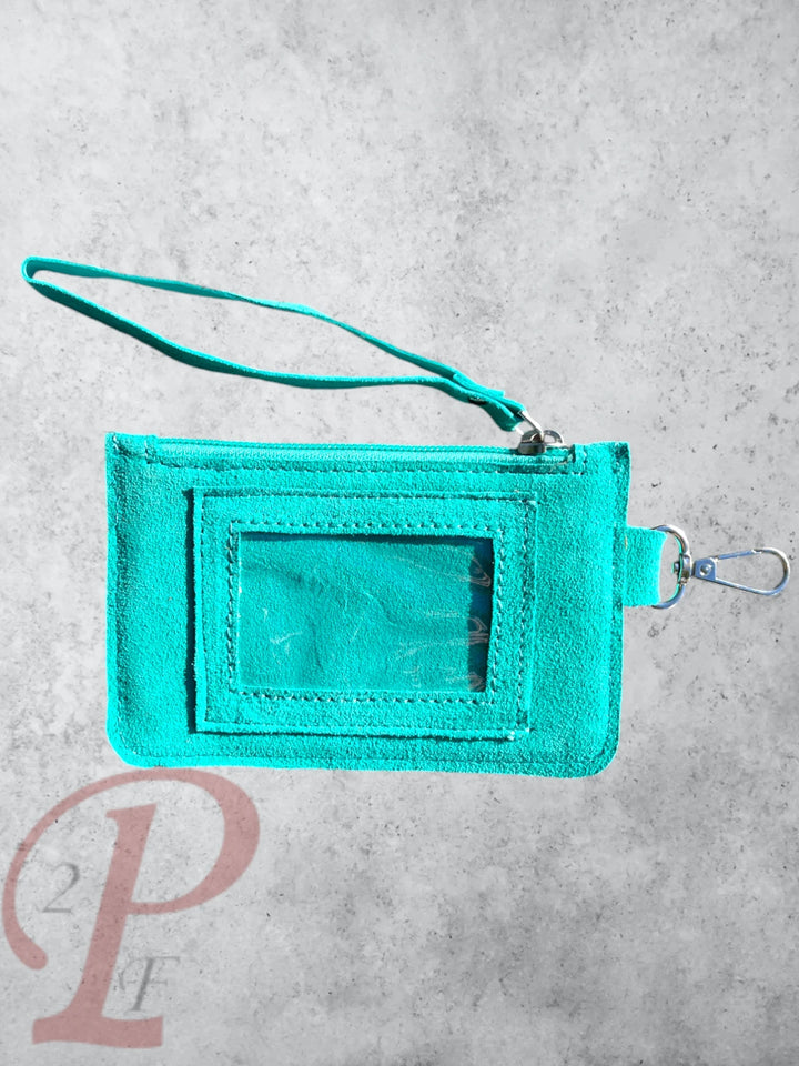 Teal Suede Wristlet