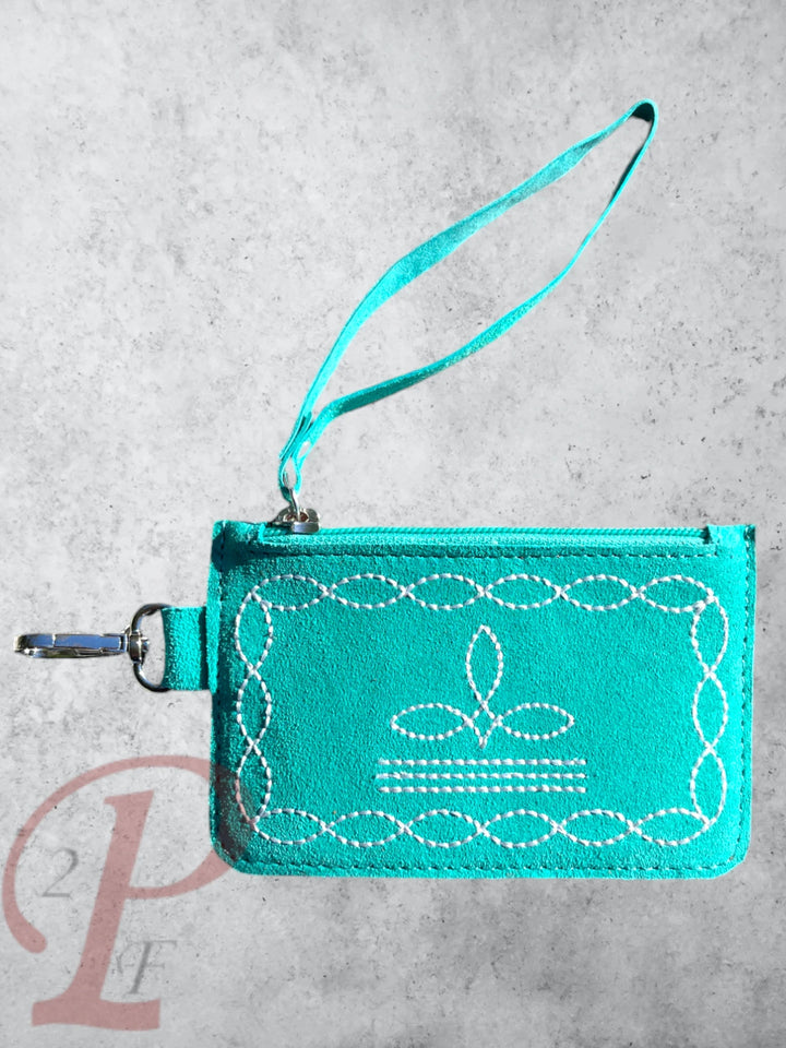 Teal Suede Wristlet