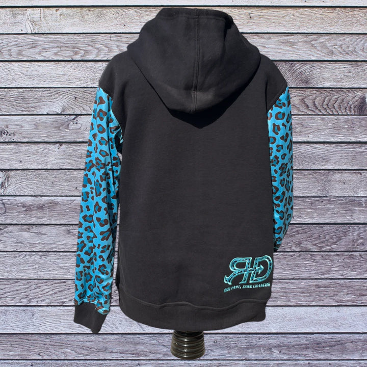 Back side picture of Rocket Donkey Black Cheetah Hoodie