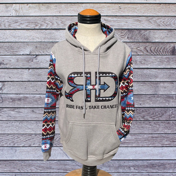 Front side picture of Rocket Donkey Light Grey with Aztec Hoodie