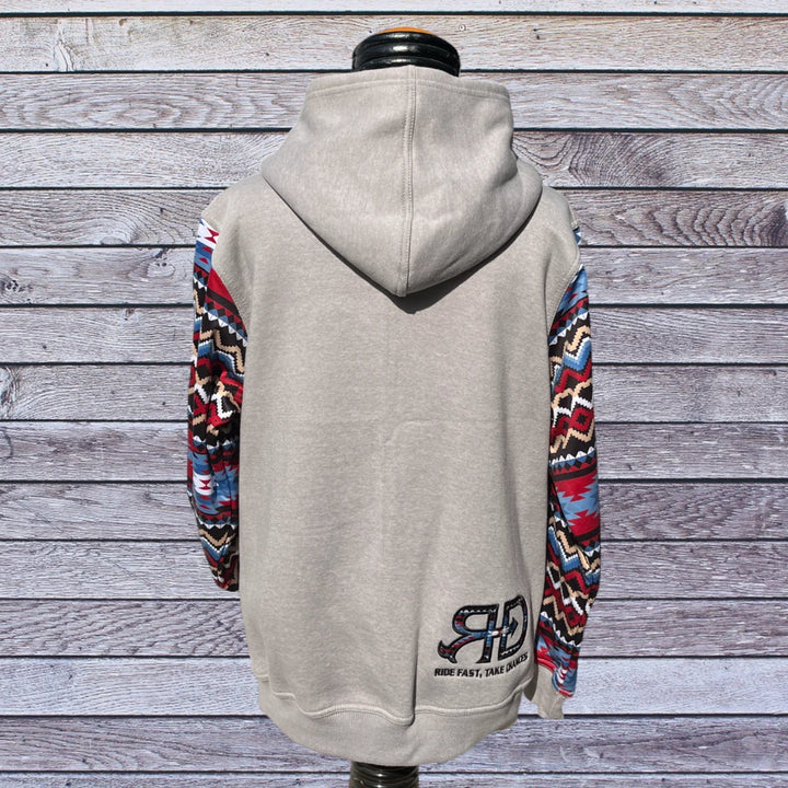 Back side picture of Rocket Donkey Light Grey with Aztec Hoodie