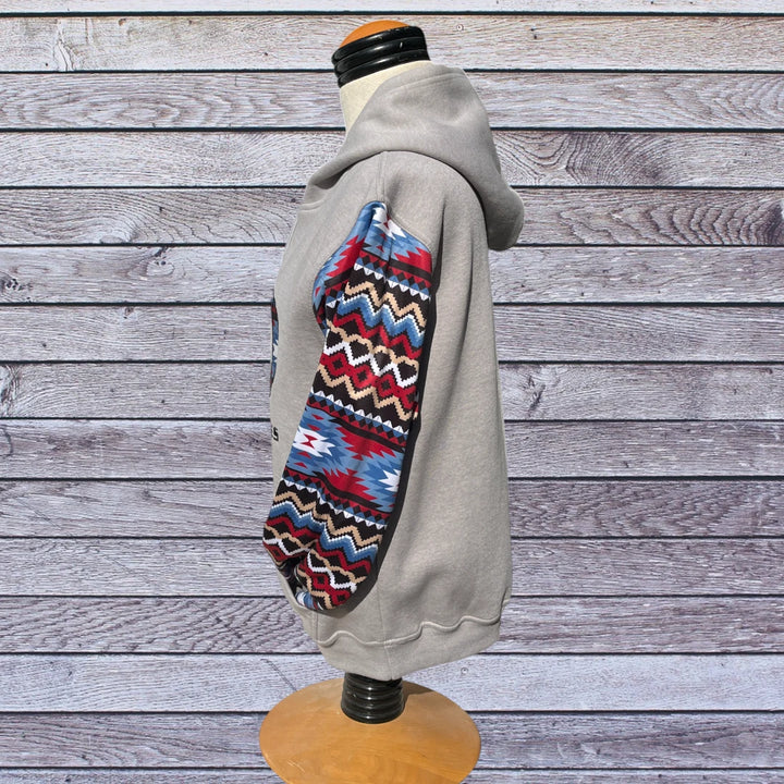 Left side picture of Rocket Donkey Light Grey with Aztec Hoodie