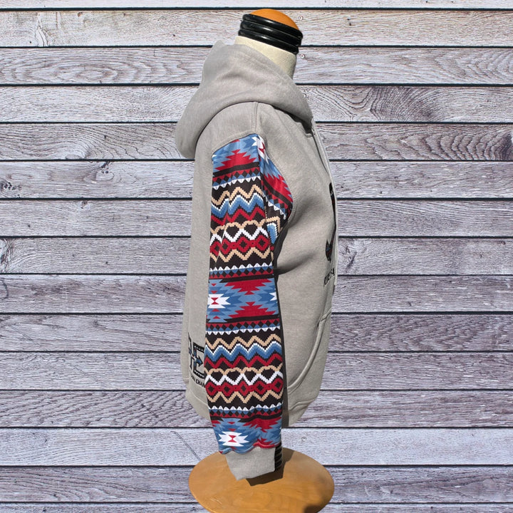 Right side picture of Rocket Donkey Light Grey with Aztec Hoodie