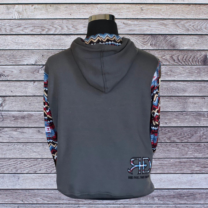 Back side picture of Rocket Donkey Dark Grey with Aztec Hoodie