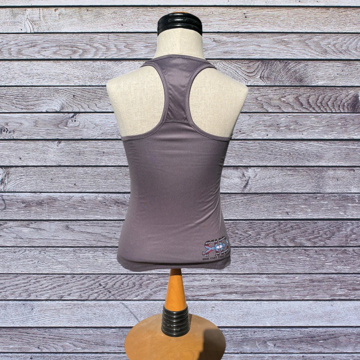 Back side picture of Rocket Donkey Gray with Aztec Compression Tank Top