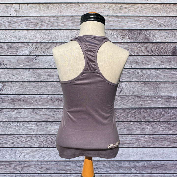 Back side picture of Rocket Donkey Gray with Cheetah Compression Tank Top