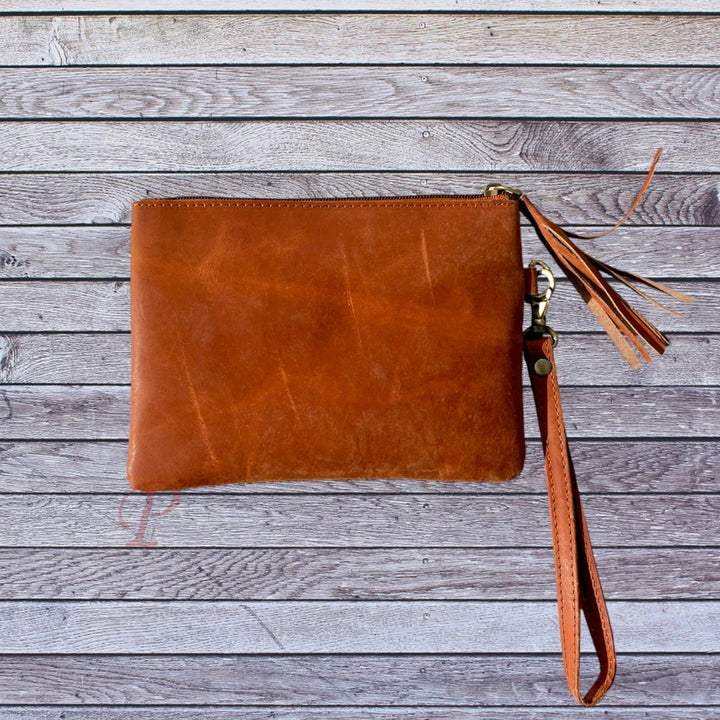 Cowhide wristlet back