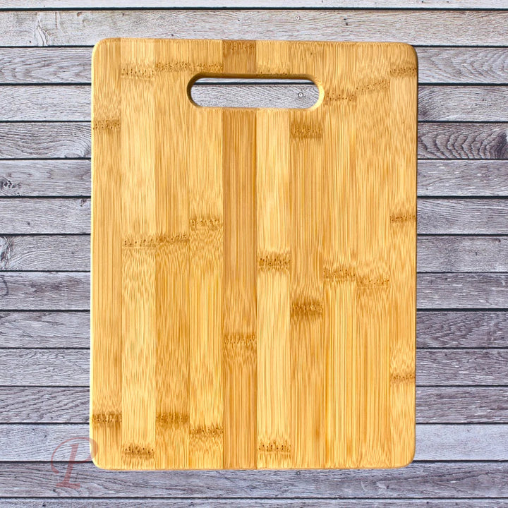 back view of engraved cutting board